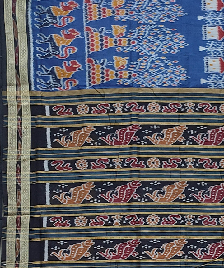 Indigo black handwoven khandua silk saree