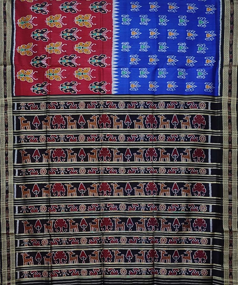 Multicolor black handwoven khandua silk saree