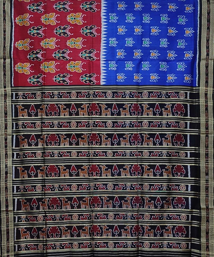 Multicolor black handwoven khandua silk saree