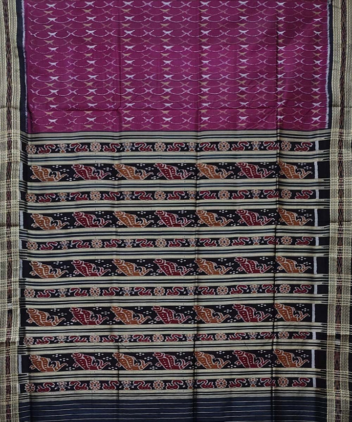 Purple black hand woven khandua silk saree