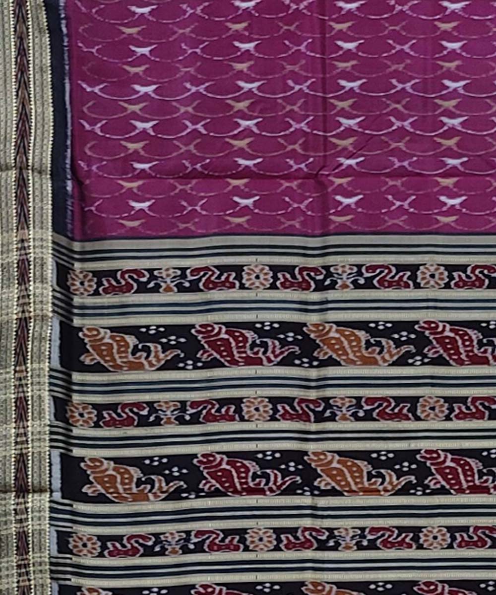 Purple black hand woven khandua silk saree