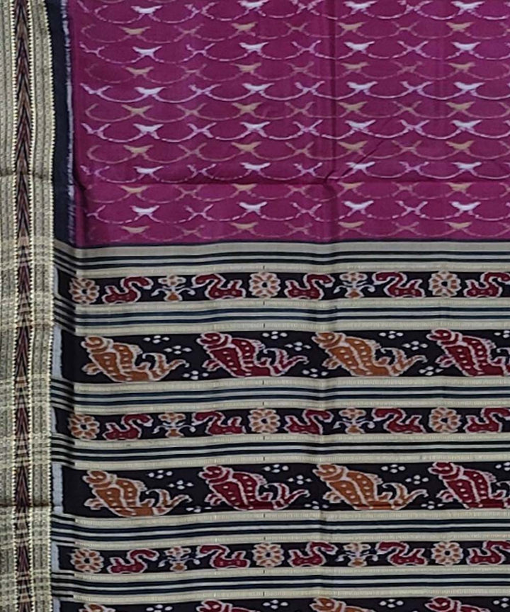 Purple black hand woven khandua silk saree