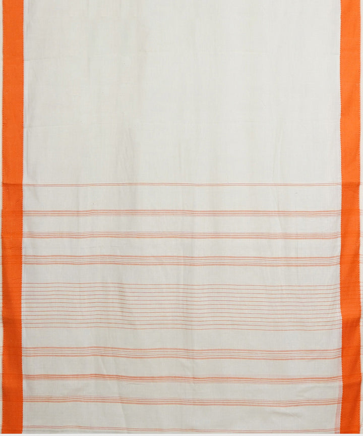 Tantuja white orange handloom tangail cotton sari