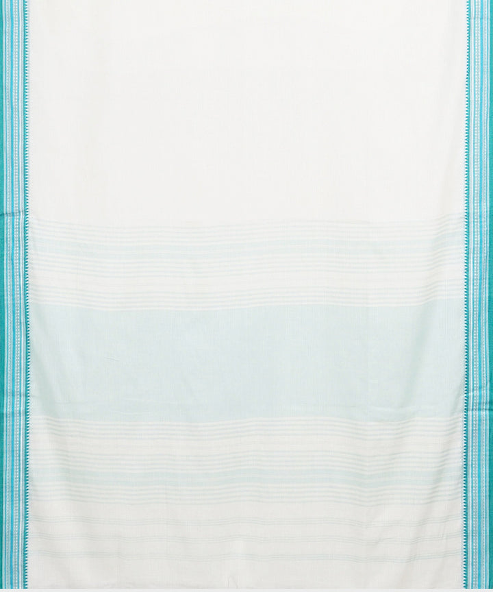 Tantuja white sky blue handwoven tangail cotton sari