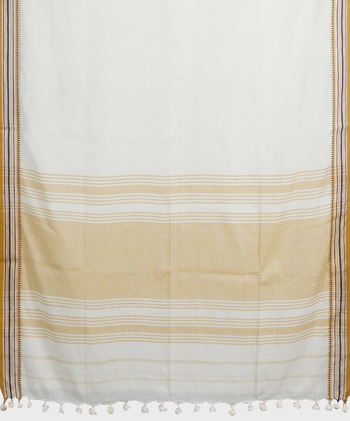 Tantuja white brown handwoven tangail cotton sari