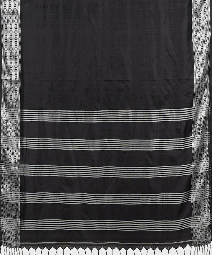 Tantuja black grey handwoven tangail cotton sari