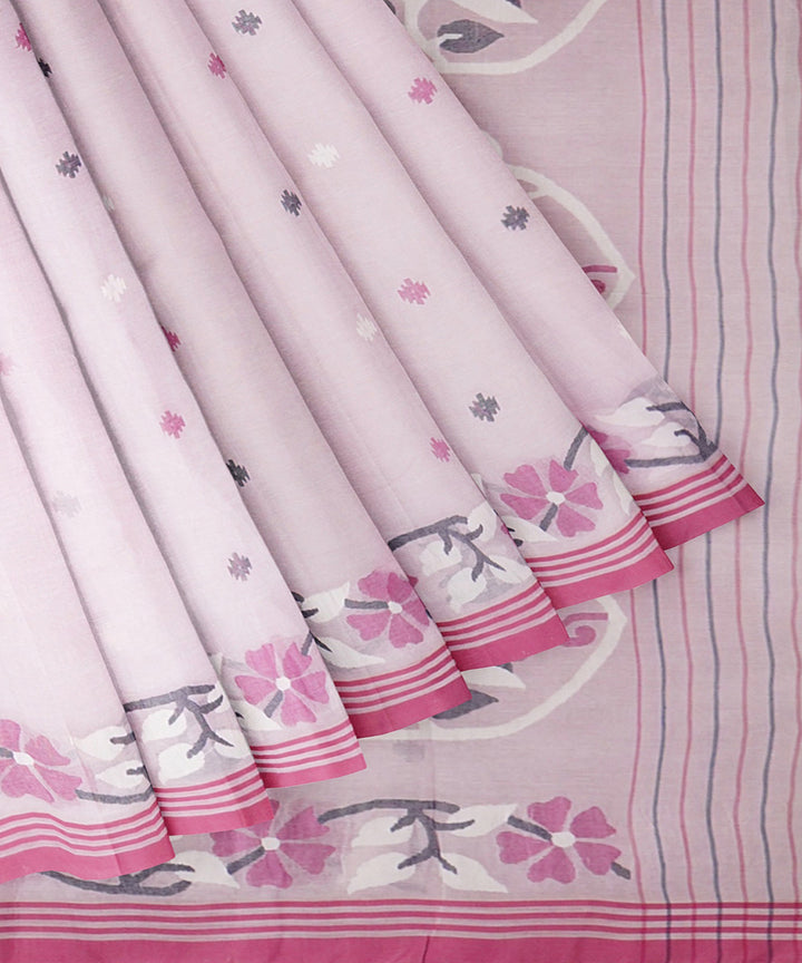 Tantuja pink handwoven tangail cotton sari