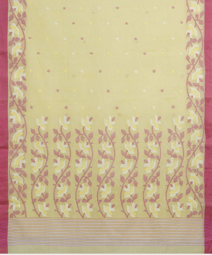 Tantuja yellow handwoven tangail cotton sari