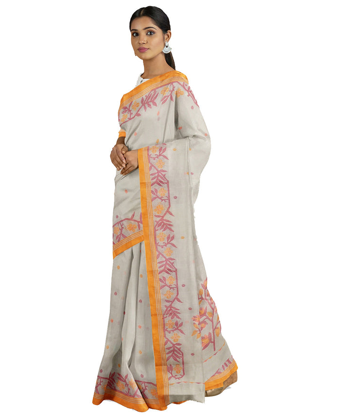 Tantuja beige handwoven tangail cotton sari
