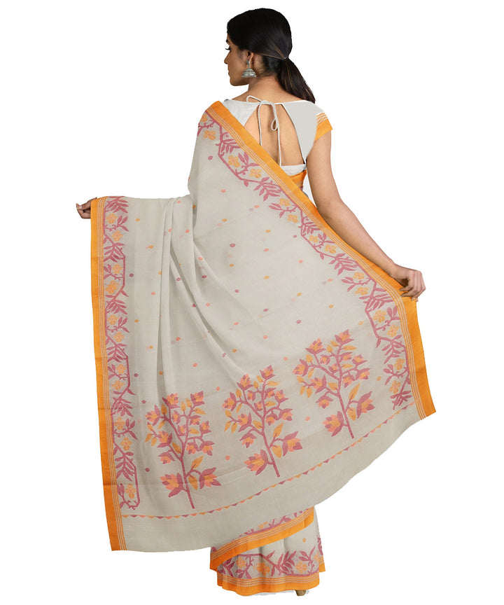 Tantuja beige handwoven tangail cotton sari