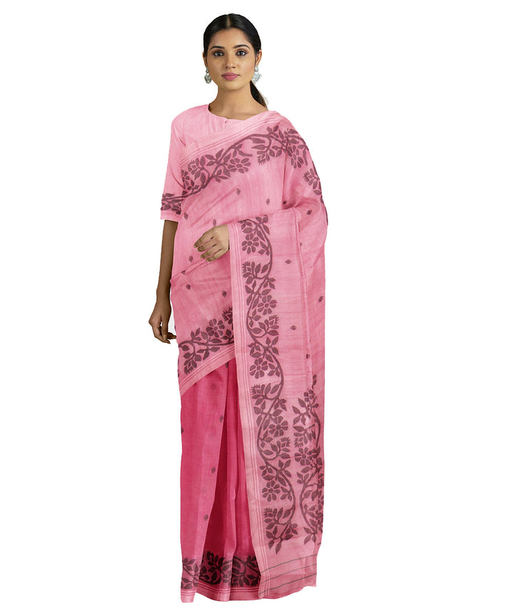 Tantuja light pink handwoven tangail cotton sari