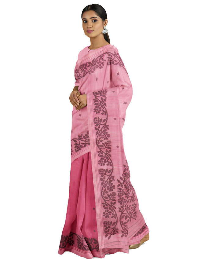 Tantuja light pink handwoven tangail cotton sari