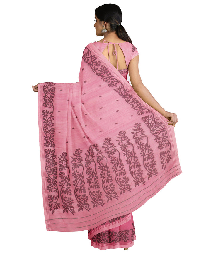 Tantuja light pink handwoven tangail cotton sari