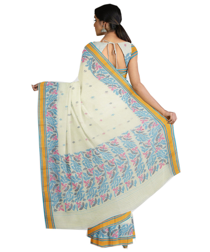 Tantuja off white handwoven tangail cotton sari