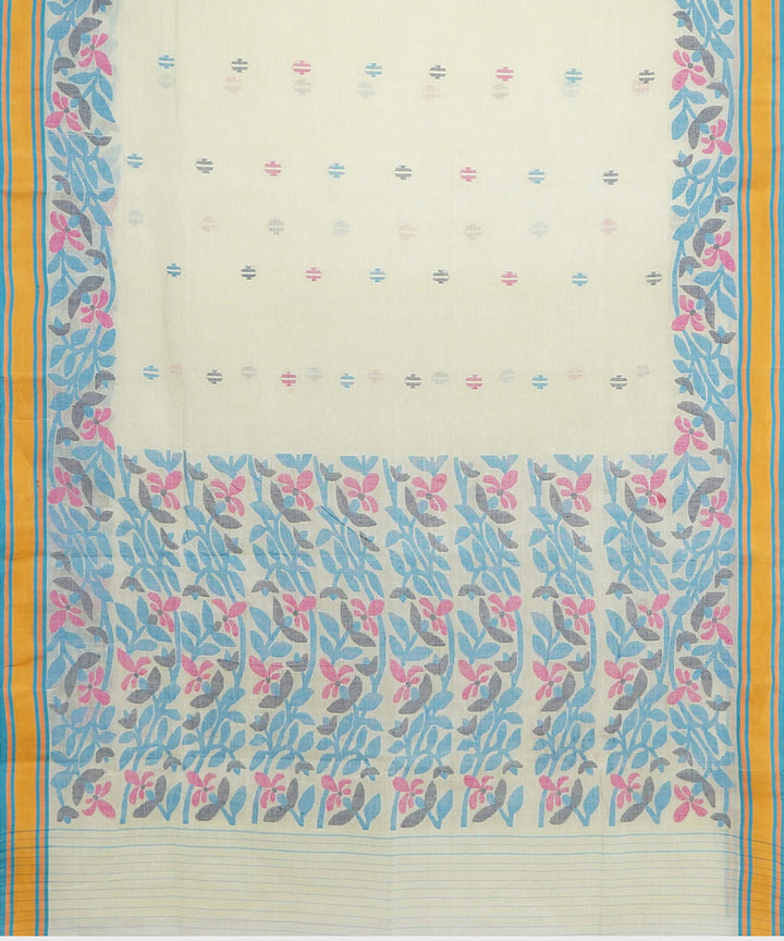 Tantuja off white handwoven tangail cotton sari