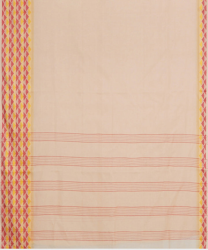 Tantuja beige orange handwoven tangail cotton sari