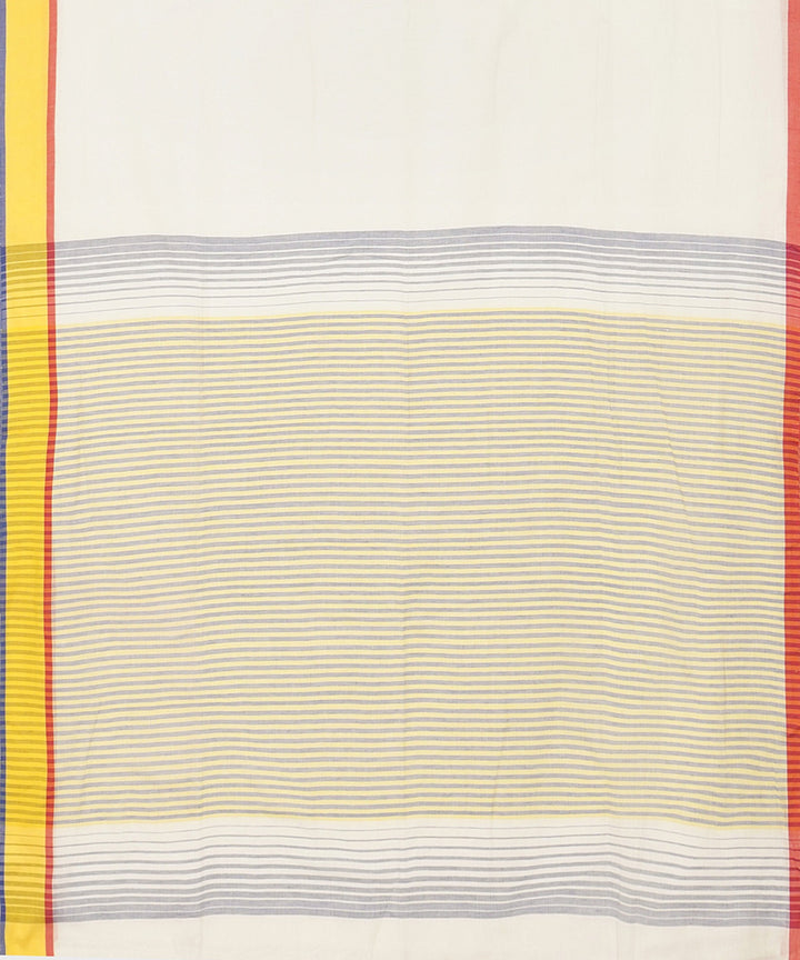 Tantuja white yellow handwoven shantipuri cotton sari
