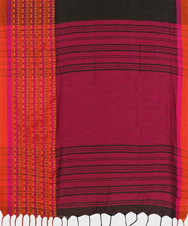 Tantuja black red handwoven shantipuri cotton sari