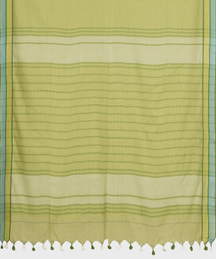 Tantuja light olive green handwoven shantipuri cotton sari