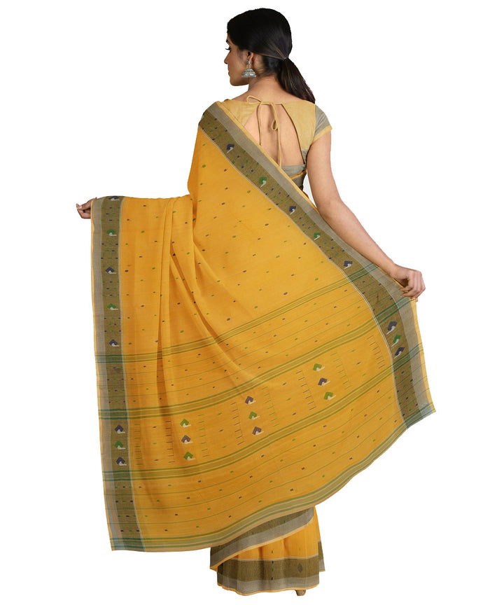 Tantuja mustard handwoven shantipuri cotton sari