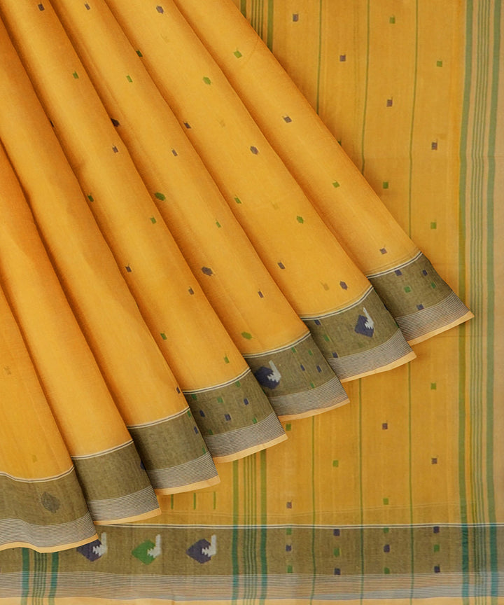 Tantuja mustard handwoven shantipuri cotton sari