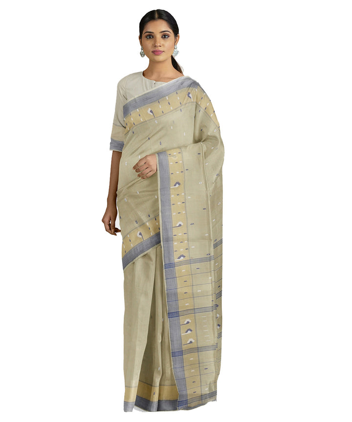 Tantuja light mint green handwoven shantipuri cotton sari