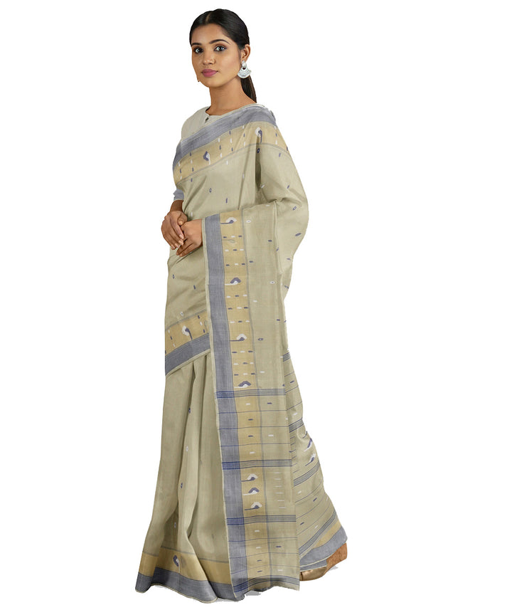 Tantuja light mint green handwoven shantipuri cotton sari
