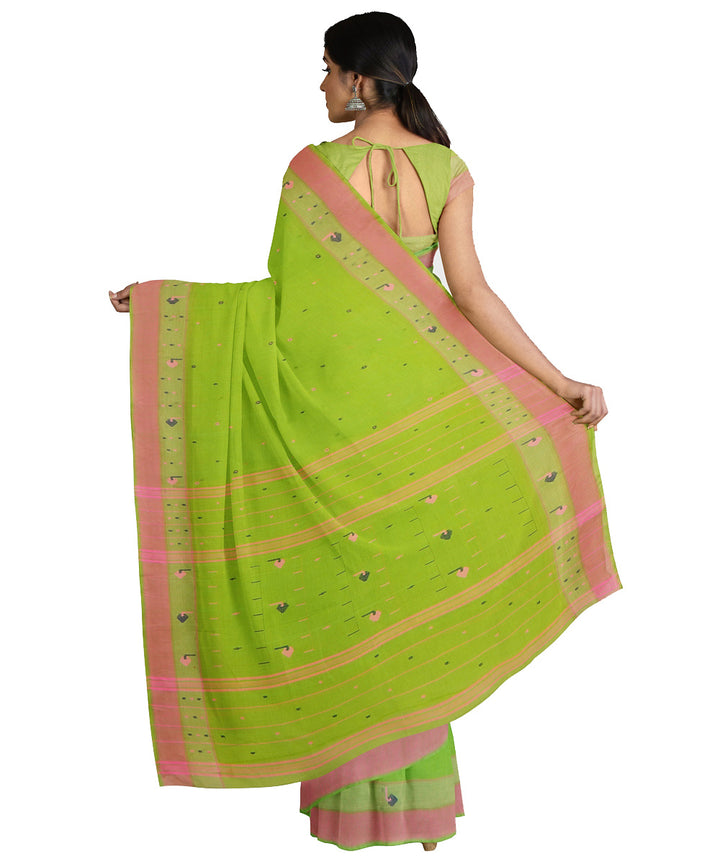 Tantuja light green handwoven shantipuri cotton sari