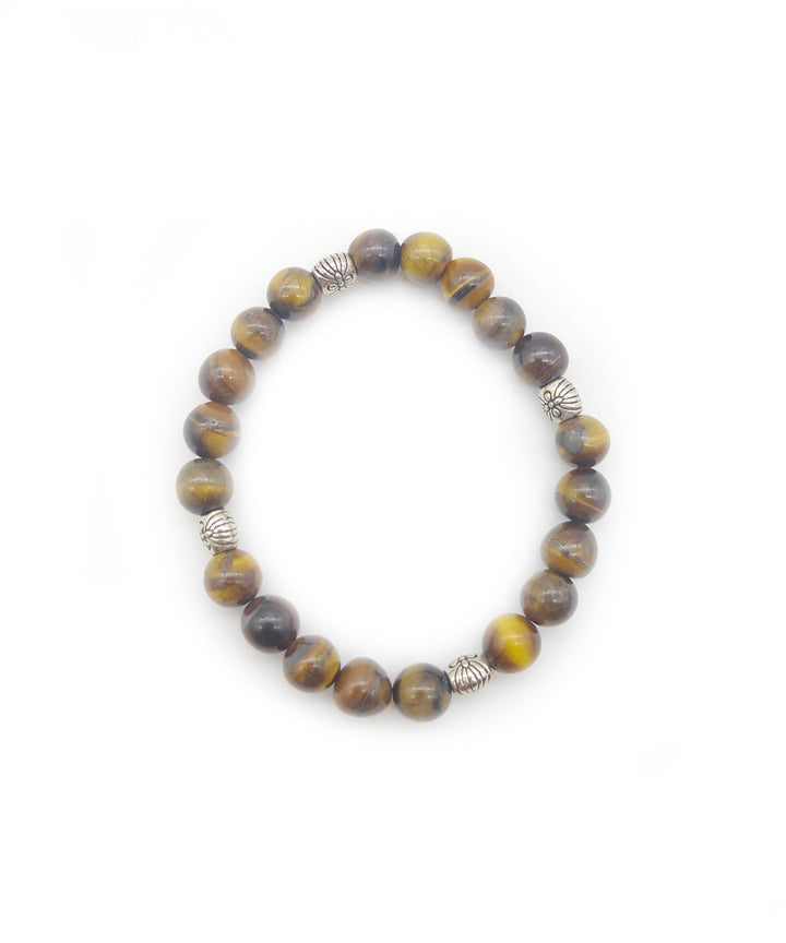 Brown handcrafted tiger gemstone bracelet set of 4