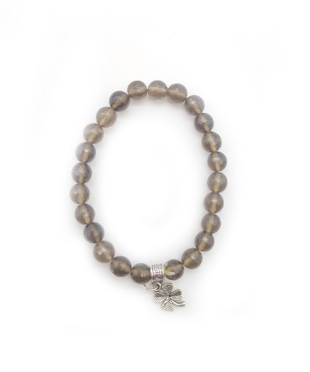 Brown hand crafted quartz peace gemstone bracelet set of 4