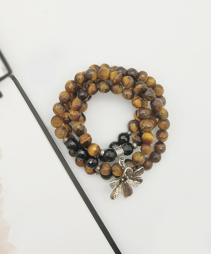 Brown handcrafted tiger eye bracelet cum necklace