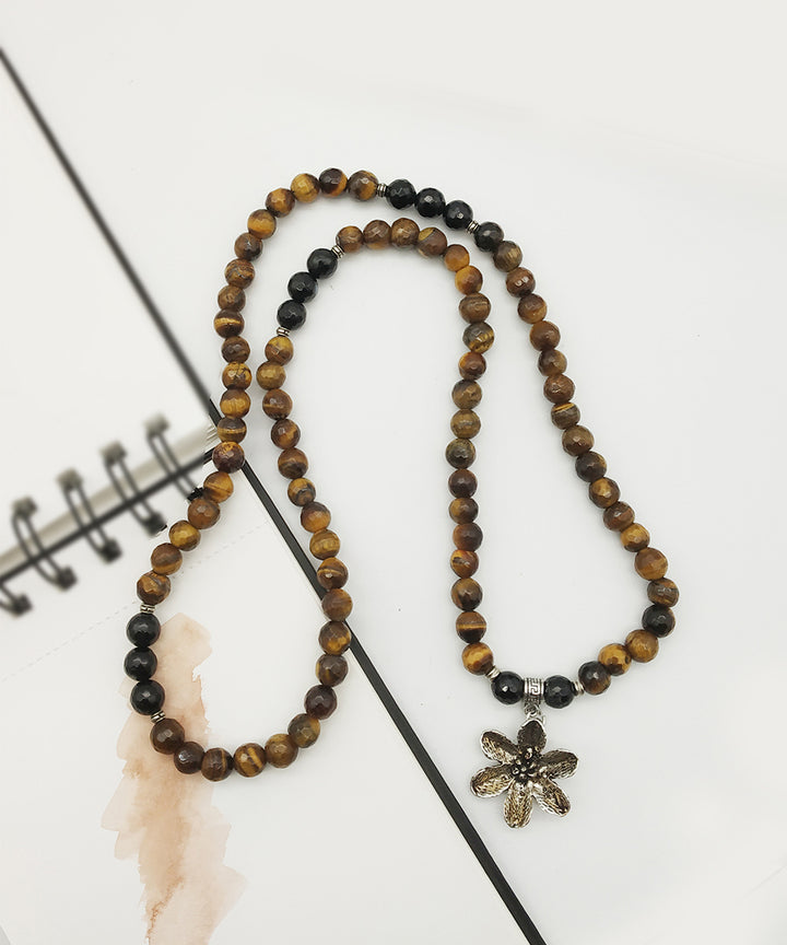 Brown handcrafted tiger eye bracelet cum necklace