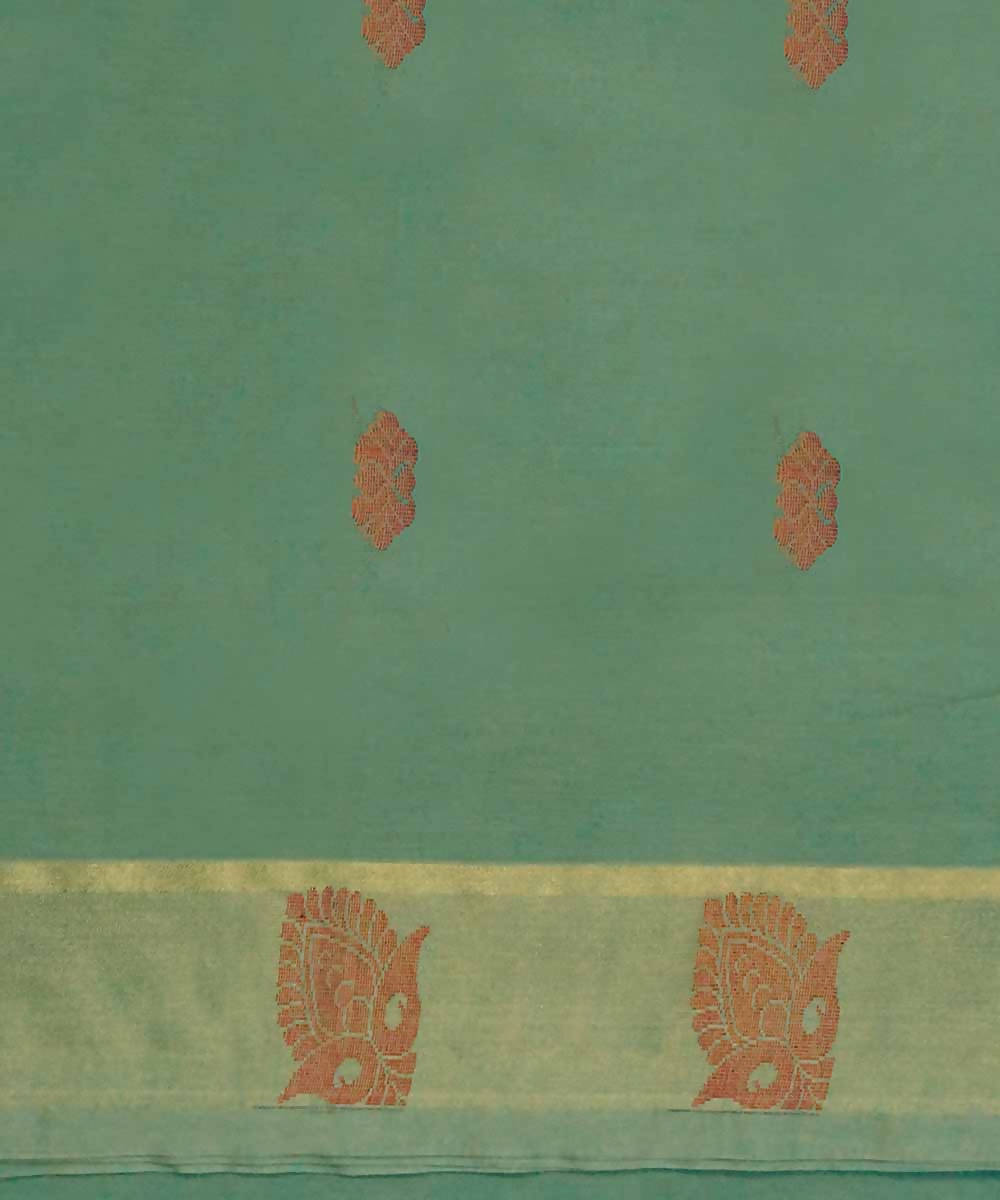 Moss green handwoven salem cotton saree