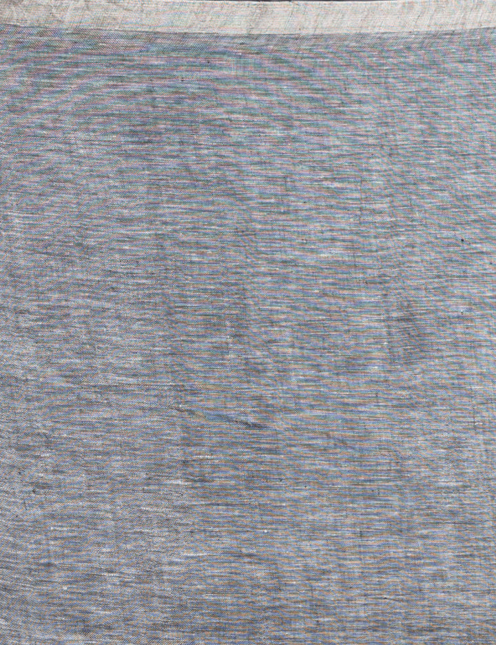 Grey white handwoven linen sari