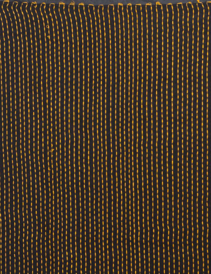 Black and brown stripes handwoven linen sari