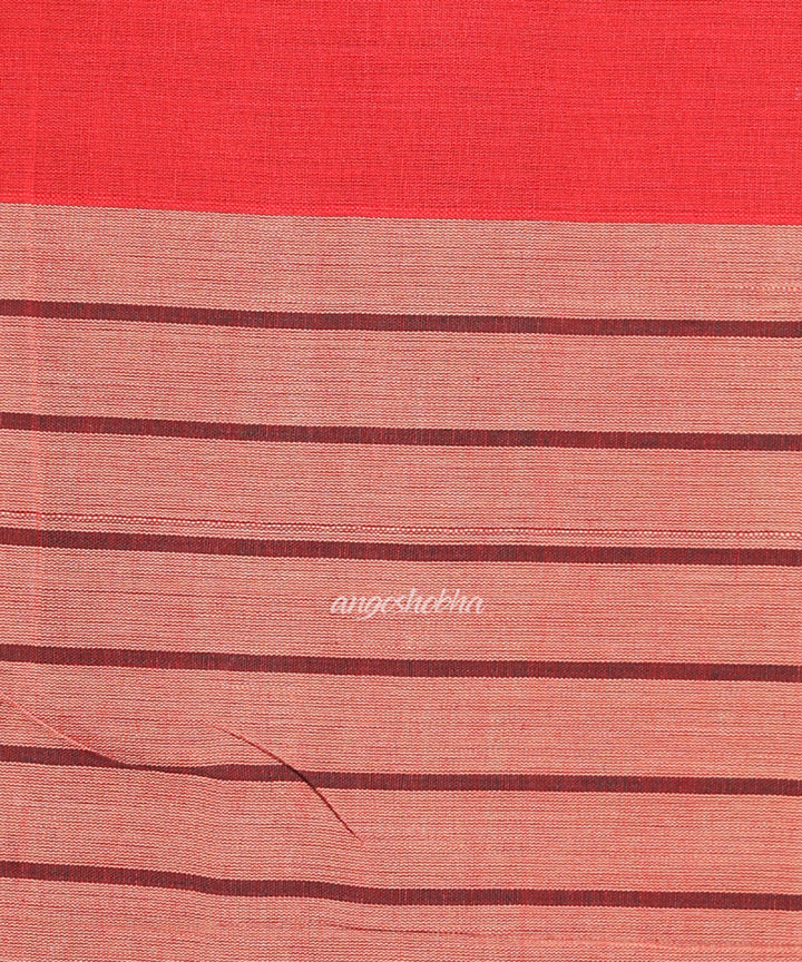 Light orange Handwoven Cotton bengal Saree