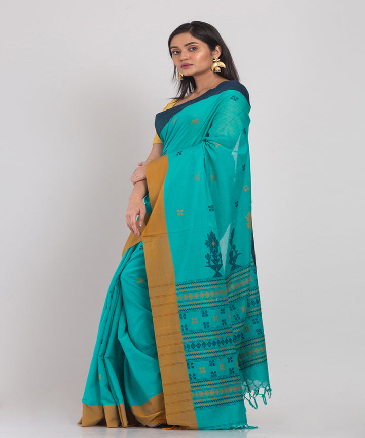 Sky Blue Handwoven Cotton bengal saree