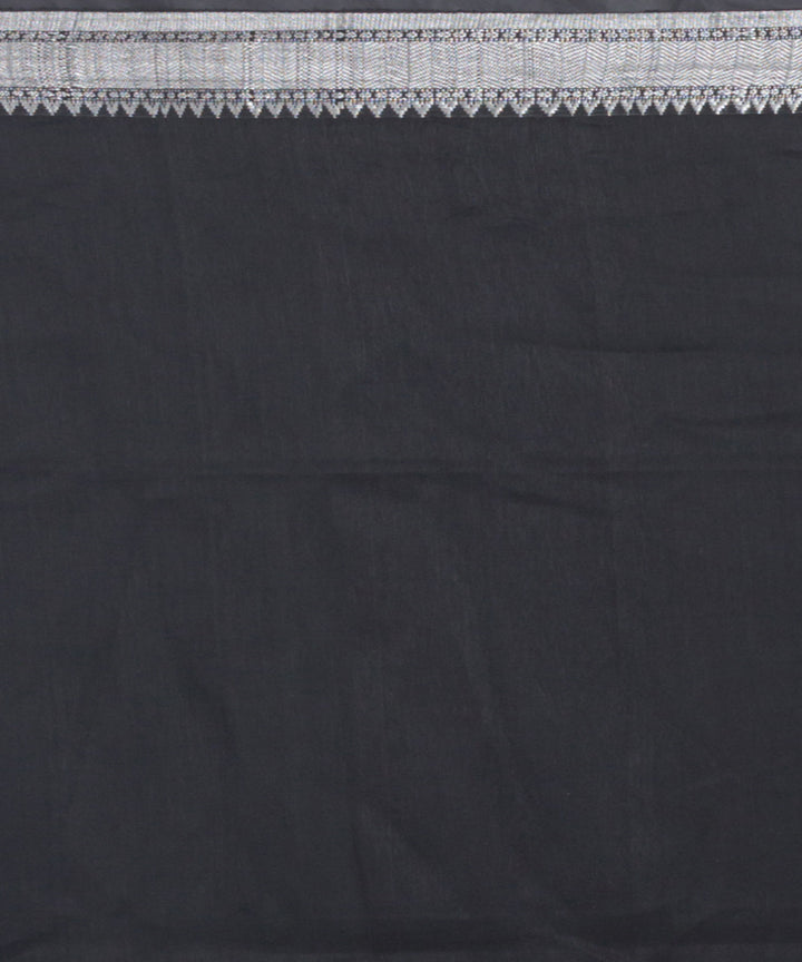 Black Silver Handwoven Linen bengal saree
