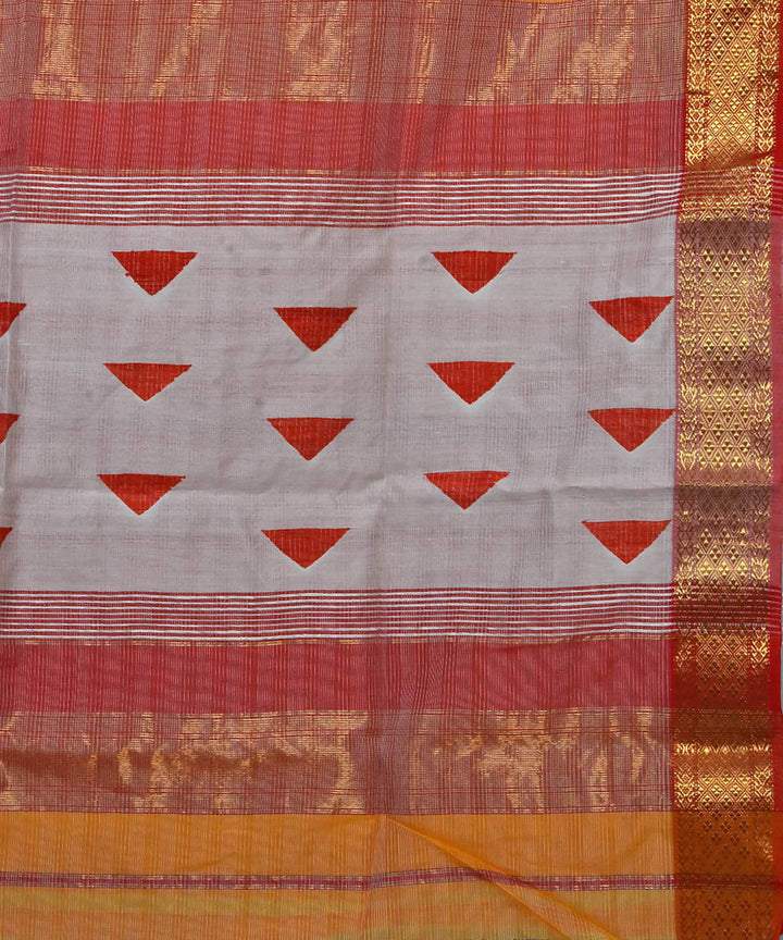 Handloom Light Orange Maheshwari Sico Saree