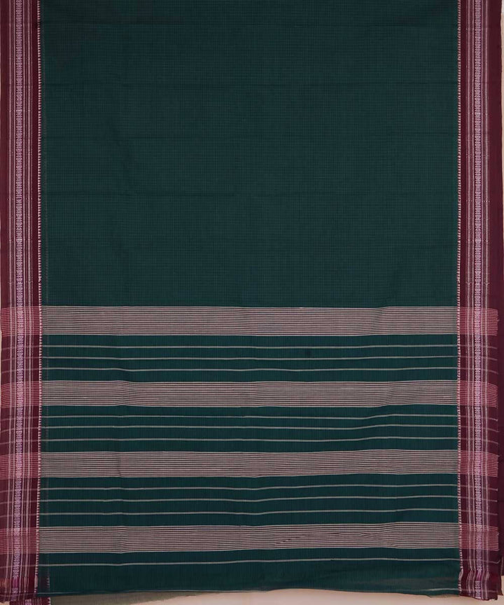 Dark green handloom cotton narayanpet saree