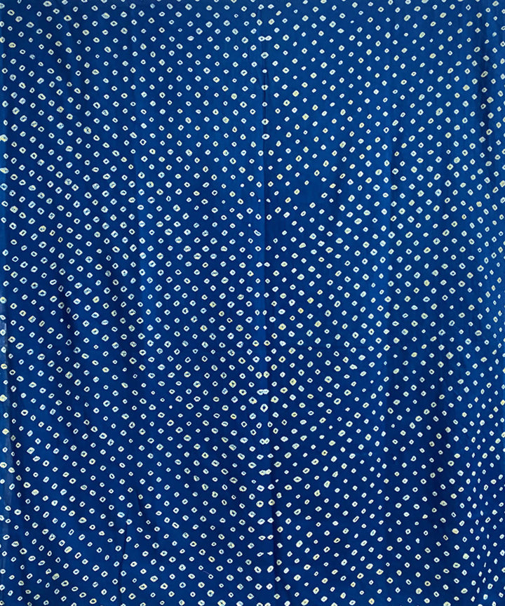 Sky blue hand printed bandhani cotton silk saree