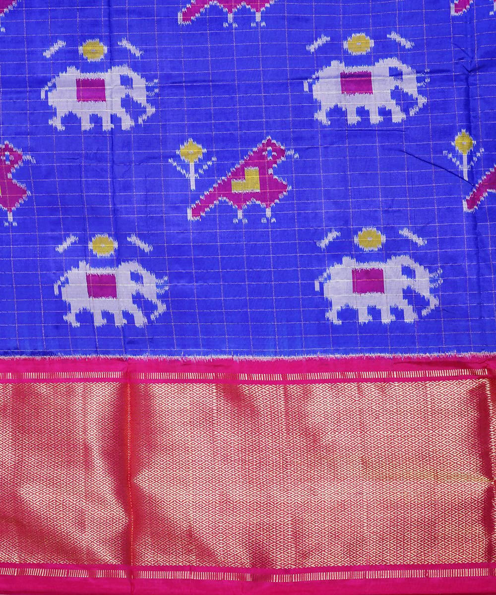 Royal blue handloom silk pochampally saree