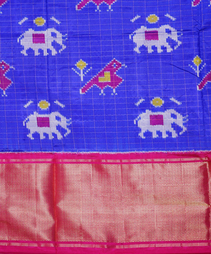 Royal blue handloom silk pochampally saree