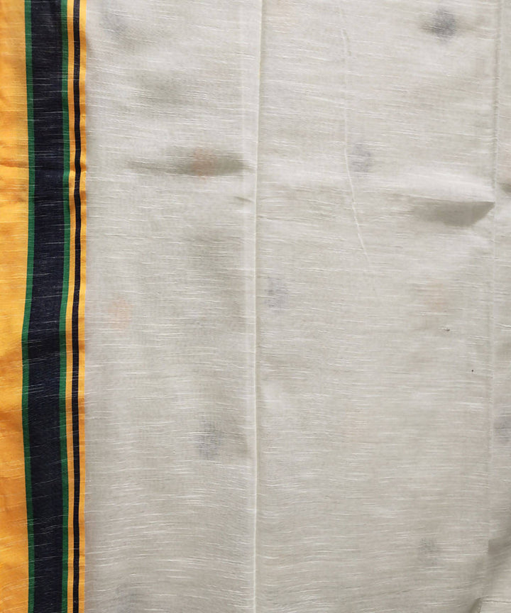 White handwoven handspun cotton saree