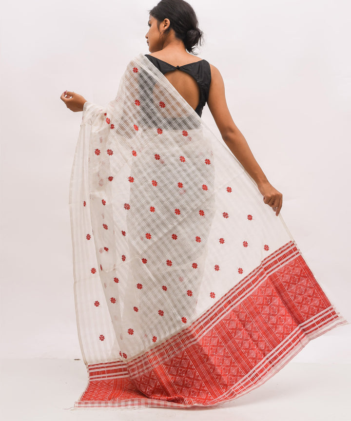 White red silk handwoven assam saree