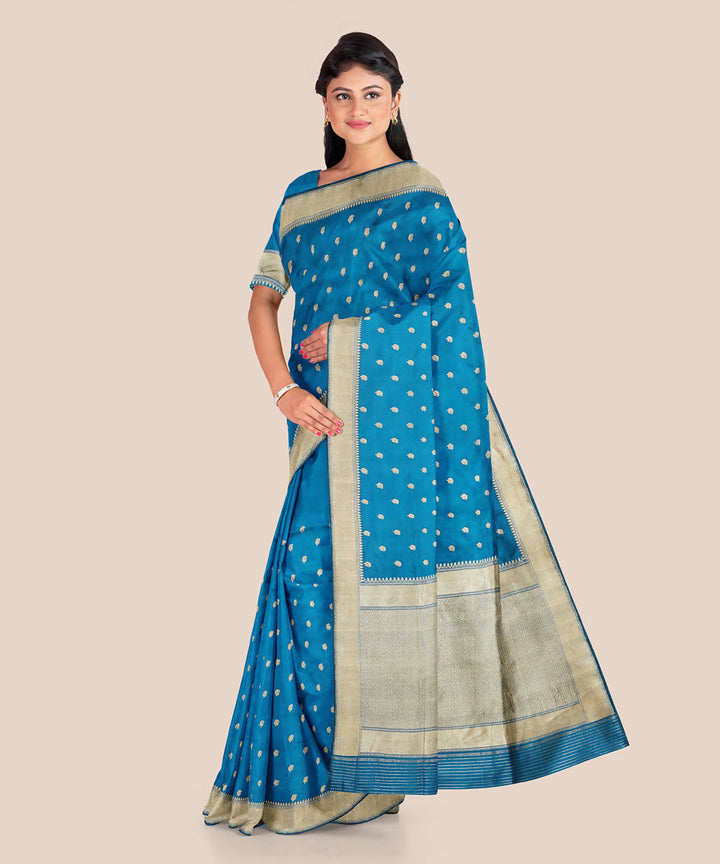 Carolina blue handwoven silk banarasi saree