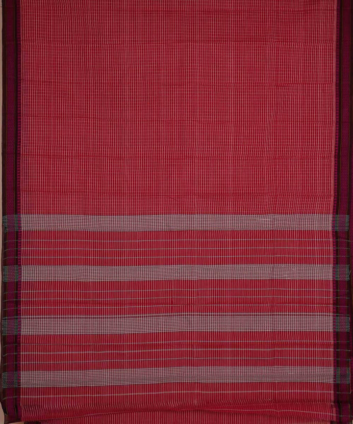 Tomato red handwoven cotton narayanpet saree
