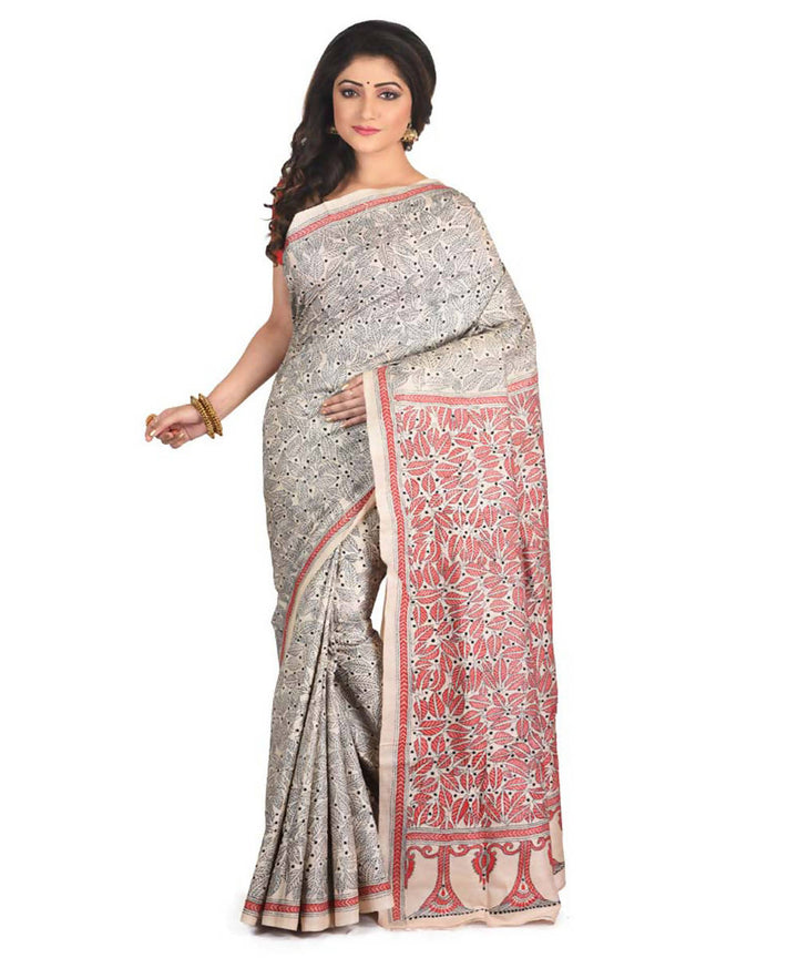 Black exclusive bengal tasar saree with hand embroidery work