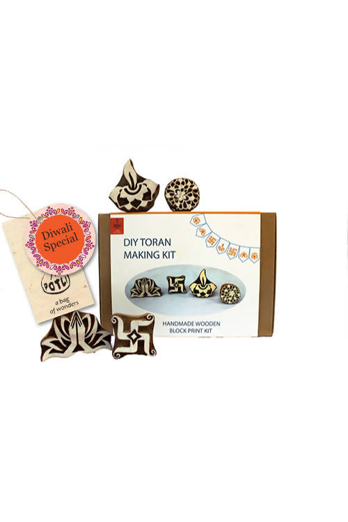 Potli handmade wooden block print craft kit diy toran making kit