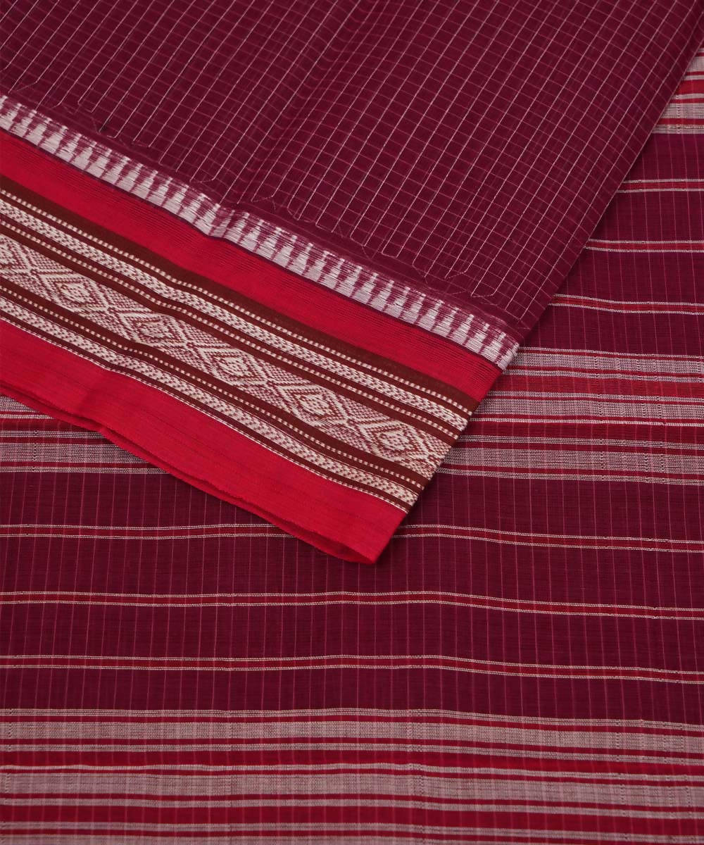 Crimson red handwoven cotton narayanpet saree